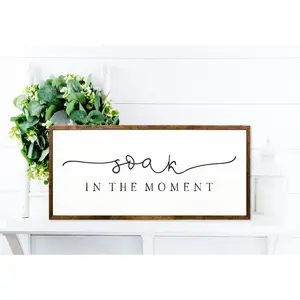 Soak In The Moment Sign - Modern Farmhouse Bathroom - Bathroom Decor - Bathroom Wall Art - Wood Signs - Bathroom Wall Art - Home Decor Poster No Frame 
