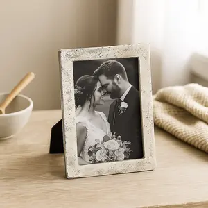 Antique Silver Aluminum Photo Frame – Tabletop Picture Frame with Glass Front (4×6, 5×7, 8×10)