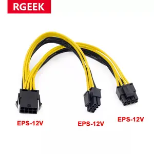RGEEK EPS CPU 12V 8Pin Female to Dual 8Pin (4+4)Pin EPS 12V Male Motherboard Power Supply Cable Y Splitter Adapter Sleeve