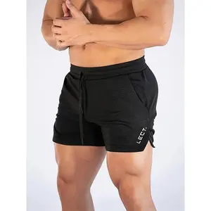 Brothers Men's Quick-Dry Thin Three-Quarter Fitness Shorts, Solid Color Slim-Fit Stretch Bodybuilding Pants, Breathable Running Shorts