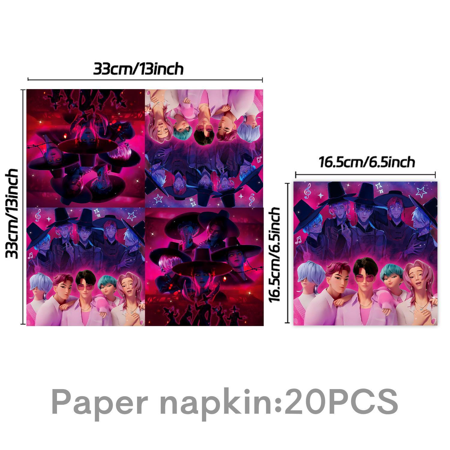 K-Pop Demon Hunters Boy Band Themed Birthday Party Decorations — 1st Birthday Supplies, Ambiance Props, Paper Plates, Banners, Birthday Decor + Tableware Set