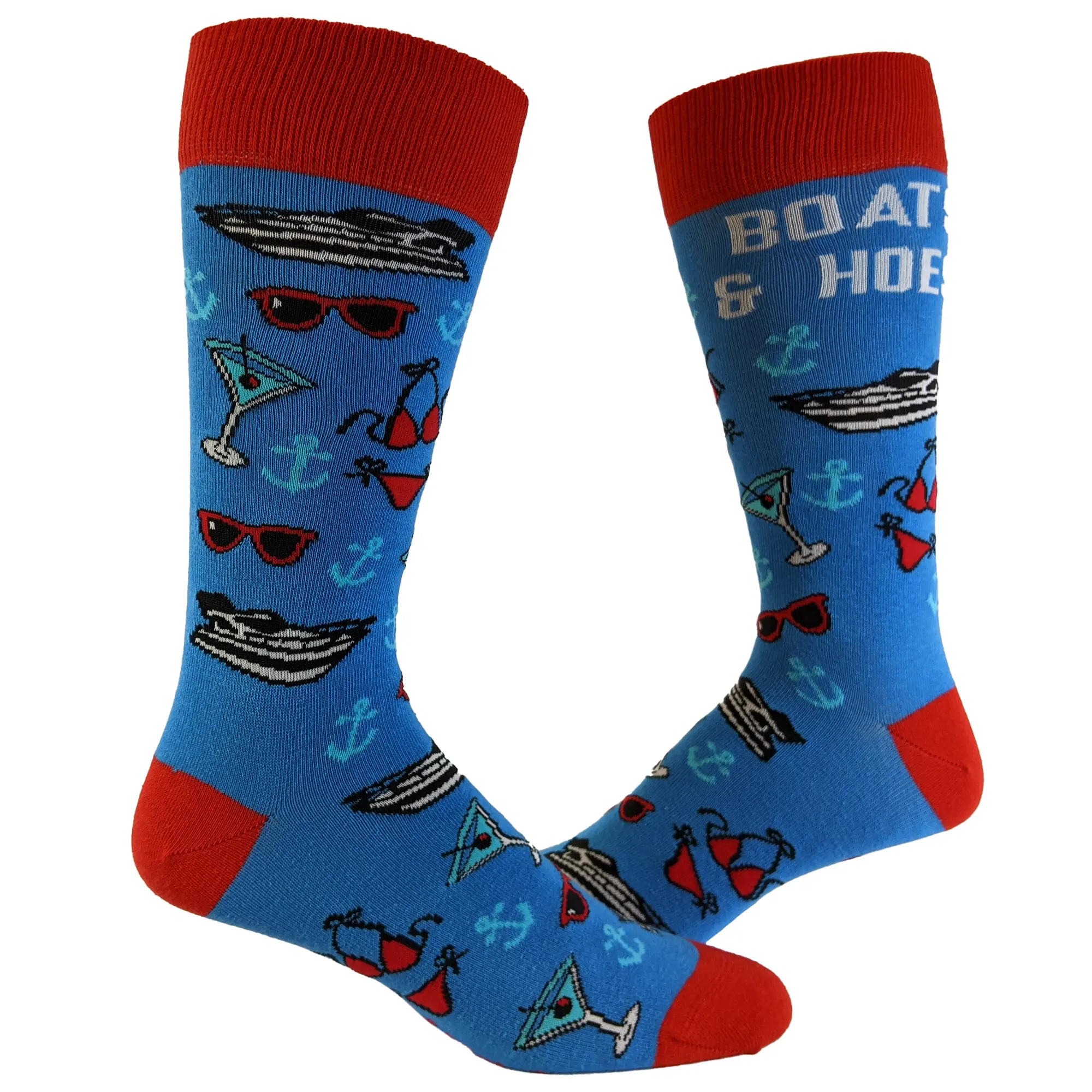 Mens Boats And Hoes Socks Funny Sarcastic Gag Gift Cool Funny Graphic Socks Comfortable Fitted Spandex Cotton