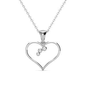 Valentina 18k White Gold Plated Silver Heart Necklace with Simulated Diamond Crystals