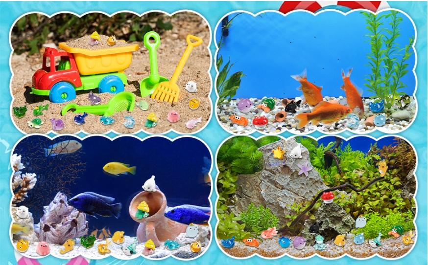 36pcs Mini Ocean Resin Animals Tiny Sea Animals Figurines Marine Miniature Plastic Animals Aquarium Ornaments Decorations for DIY Fish Tank Potted Micro Fairy Garden Dollhouse