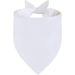 Blank Dog Bandanas White XLarge 1PCS, DIY Solid Cotton Scarf, Durable Triangle Reversible Bibs Handkerchief for Puppy Pet, Personalized Birthday/Party Fun Idea Gift