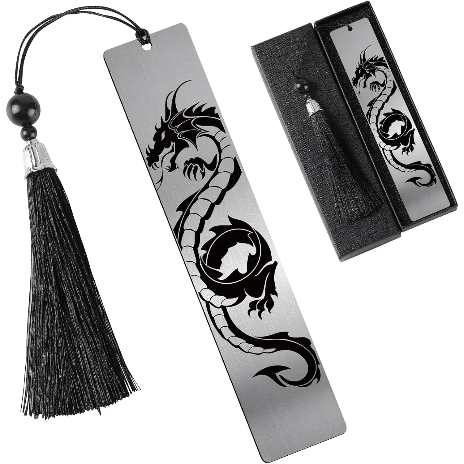 Fantasy Dragon Bookmark Gifts - Cool Metal Book Mark Reading Men Boys  Page Makers with Tassel for Students Teens  Novel Lovers Fans Bookish Graduation Birthday  to School