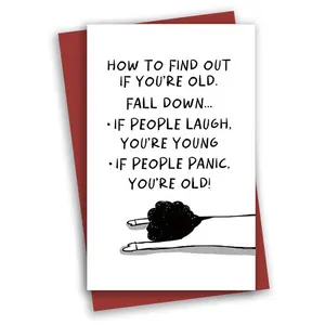 Funny Friends Birthday Card, Fun Party Cards, If You Are Old You'll Be Happy If People Laughing At You Funny Birthday Card With Envelope For Men & Women
