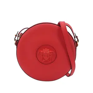 Pre-owned VERSACE Leather Crossbody Bags La Medusa Round Camera Bag in True red