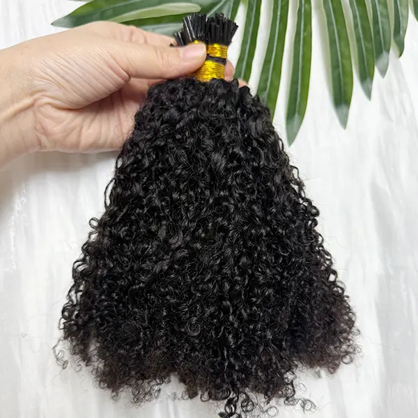 Itips Microlinks Human Hair Kinky Curly Burmese Itip Kinky Curly Human Hair Extensions I Tip Micro Link Hair For Black Women