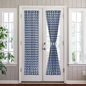Achim BC25X72NY6 25 x 72 in. Polyester Light Filtering Rod Pocket Buffalo Check Curtain Panel, Navy