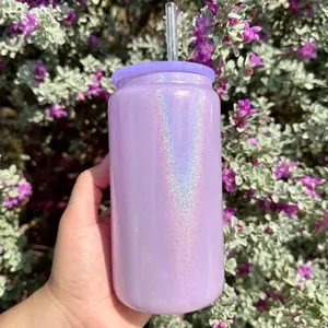 Colored Holographic Glass Cups 16 oz