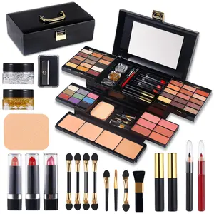 Professional Makeup Kit for Women Full Kit with Mirror 58 Colors in One Make up Gift Set for Girls Included Eyeshadow,Compact Powder,Blusher,Lipstick,Eyebrow Pencil,Gitter Gel,Eyeliner,Mascara Sharpener makeup  bundle  box