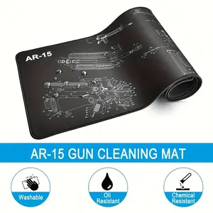 HUAPUDA AR-15/AK47 Cleaning Mat 1/4" Thicker Double Thickness 12"x36" Waterproof Oil-Proof Non-Slip Neoprene Gun Cleaning Mat with Detailed Diagrams Fathersdaygift