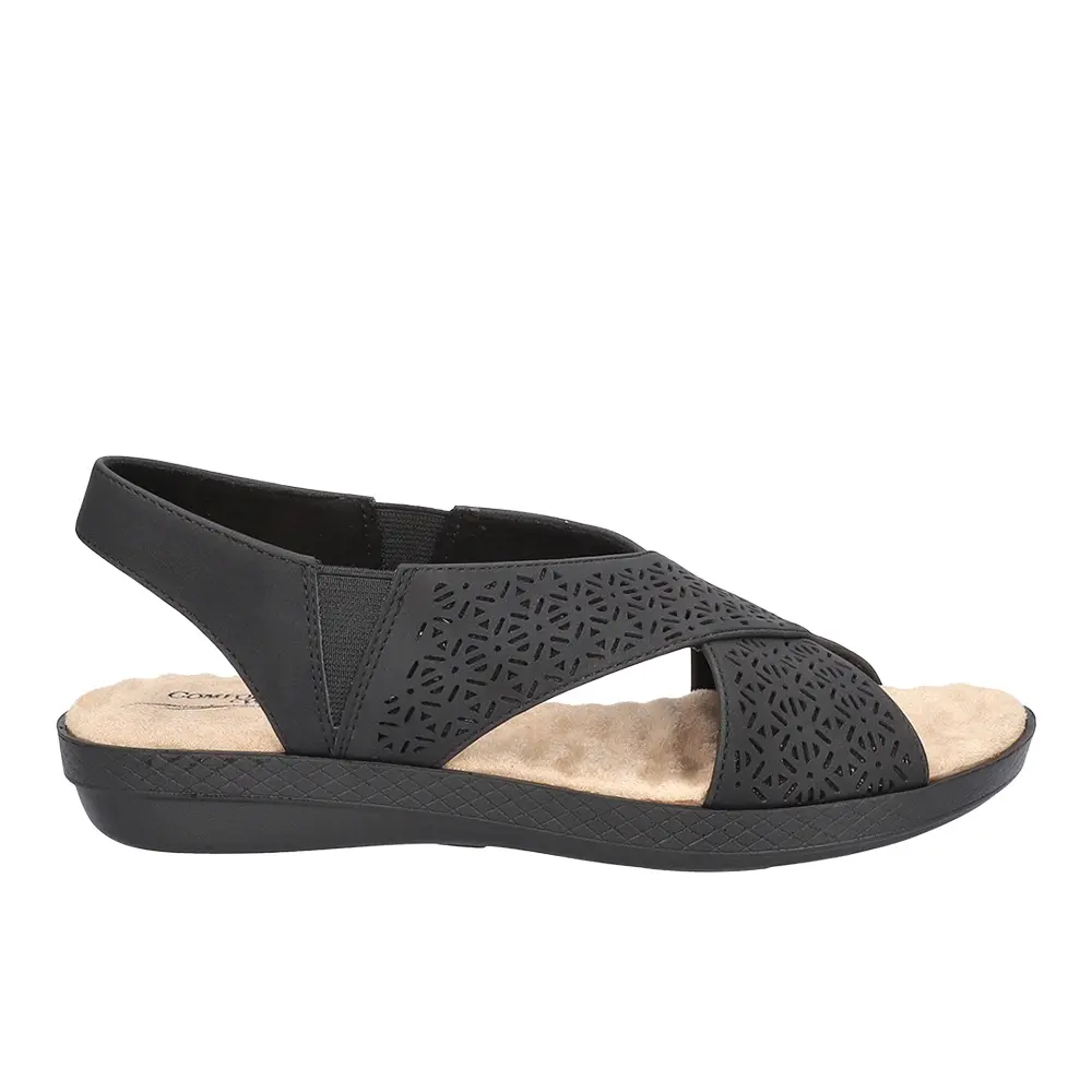 Easy Street Womens Claudia Cut Out Slingback Casual Sandals Casual Low Heel 1-2" - Black