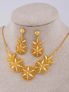 Women's Vintage Necklace Earrings Set, Elegant Fashion Jewelry for All Seasons, Luxury Ethnic Style Gift for Her, Fashionable Jewelry Set