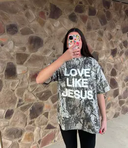 LOVE LIKE JESUS vintage grey wood camo tee