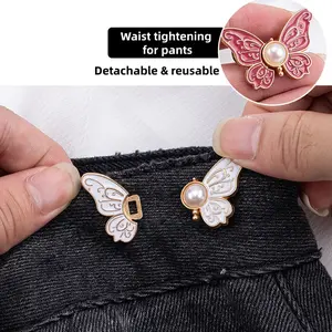 Women's 6pcs Butterfly Waist Tighteners - Stylish Accessories, No-Sew No-Tools Adjustable Button Pins Buckle Clips for Loose Jeans, Skirts -MM1