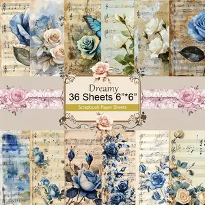 36 Sheets Vintage Flowers Scrapbook Paper Pack, Stationery Vintage Art Craft Pattern Scrapbooking Paper For Junk Journal Planner