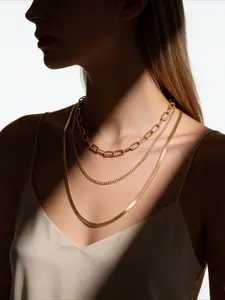 3-Piece set European and American style light luxury multi-layer stacked necklace female, high sense, retro versatile metal necklace set