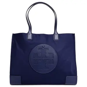 Tory Burch Ella Large Vegan Leather Tote Bag for Women in Navy Blue
