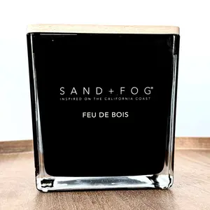 SAND + FOG 57oz Scented Soy Wax Blend Glass Candle Made with Essential Oils (Feu De Bois)