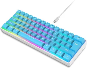 60% Wired Gaming Keyboard, Small Ultra-Compact 61  RGB Backlit 60 Percent Gaming Keyboard for PC/ Gamer, Typist, Travel, Easy to Carry on Business Trip (Blue)
