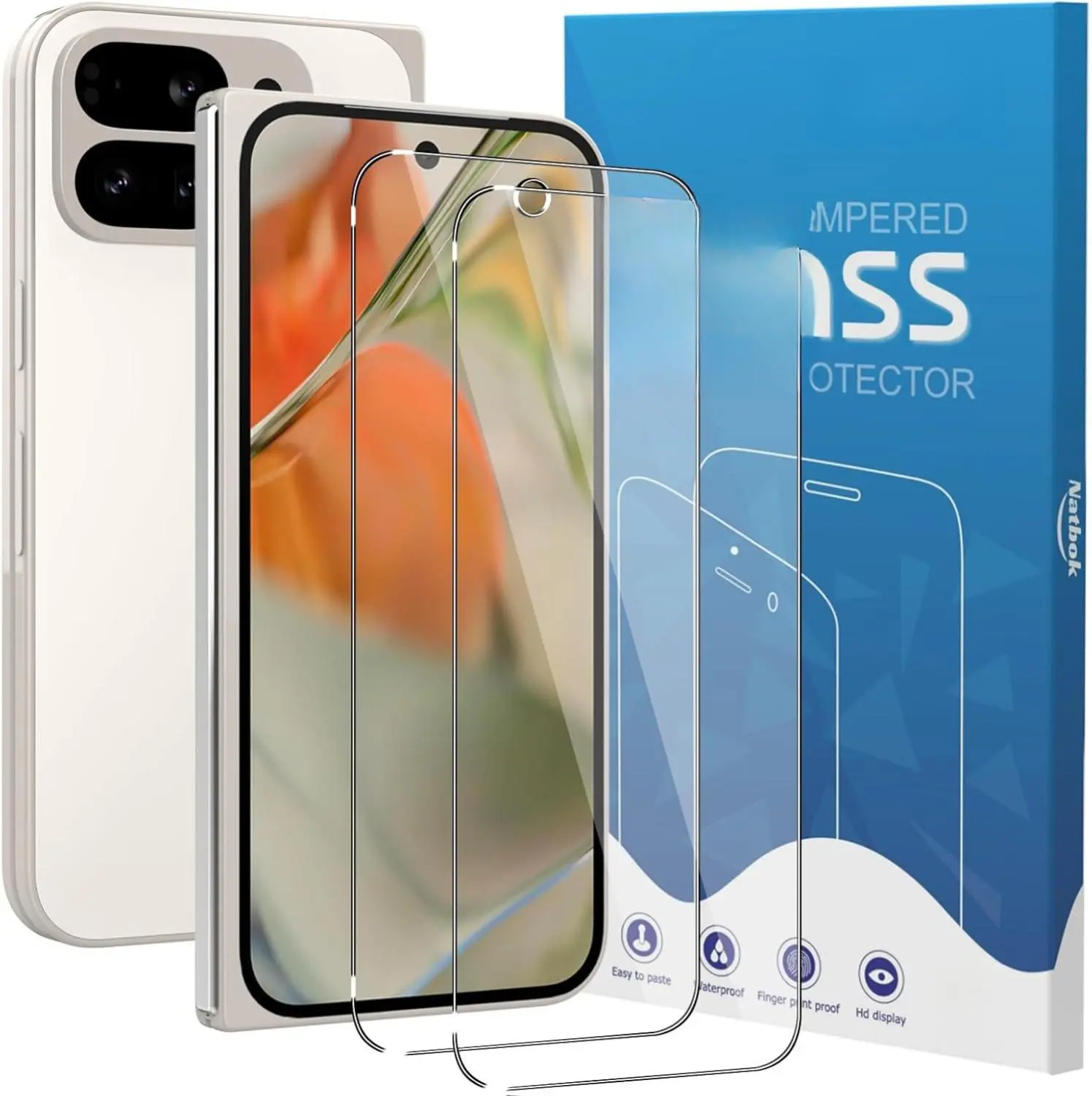 2 Pack for Google Pixel 9 Pro Fold Screen Protector[Front Screen Only],Full Coverage 9H Tempered Glass Film,HD Clear Scratch Resistant,Bubble-Free Cases Installation