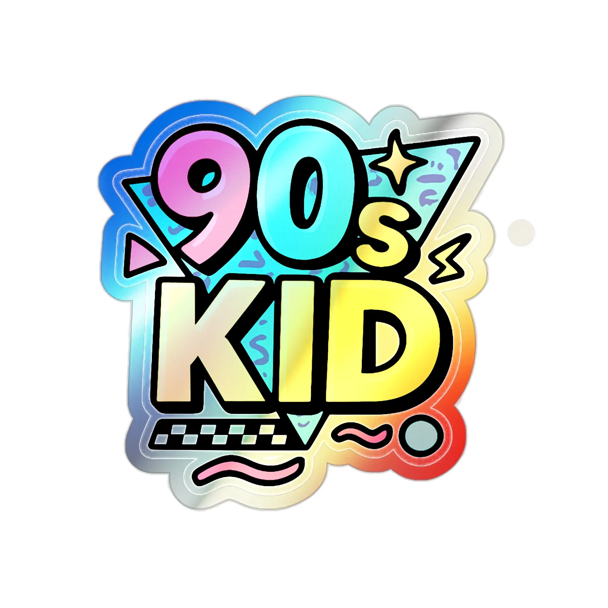 90s Kid Holographic Die-cut Stickers, Retro Bubble Letter Decals, Exaggerated Outlines, Playful Shadows