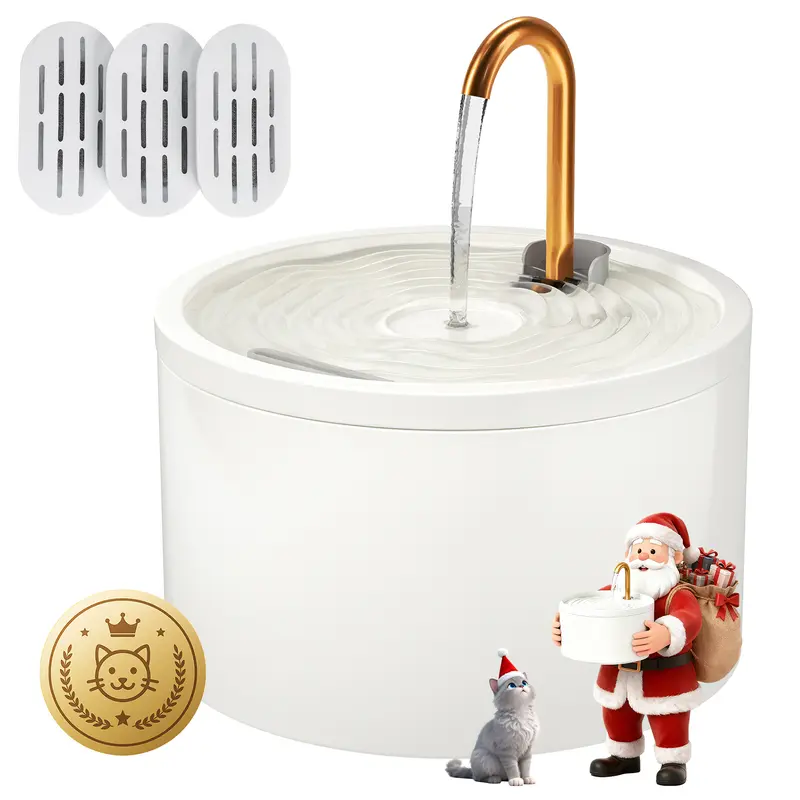 DOOOB Ceramic Cat Water Fountain D02 – 2.1L Ultra-Quiet Drinking Bowl for Cats & Dogs | Filtered & Easy to Clean | non stop water fountain Wired plug-in model