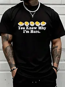 Fall Men T-Shirt Retro Thanksgiving Dinner You Know Why I'm Here Deviled Egg T-Shirt Halloween Pumpkin Thanksgiving Family Funny Thanksgiving Graphic Casual Autumn Tee Tops Men's T Shirt
