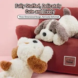 MINISO Lying Pose Small Floppy Dog Plush Keychain, Soft Squishy Puppy Pendant for Bag Phone, Kawaii Stress Relief Gift for Girls Women