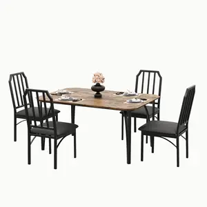 Dining Set – 3/5 Pc – Seats 2/4 – Wood & Metal – Brown/Grey – For Home, Apartment – Space-Saving