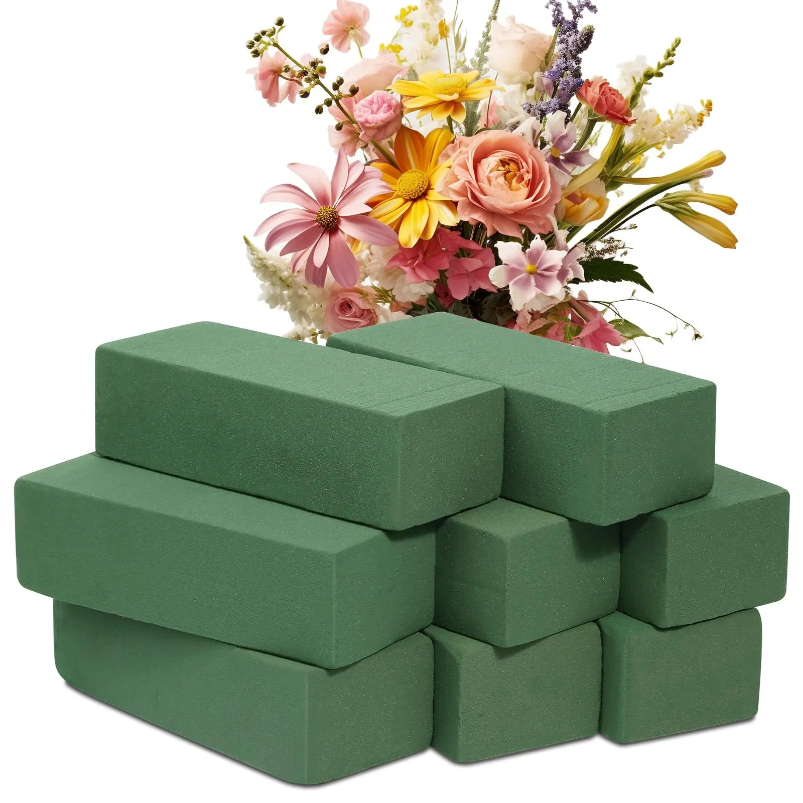 Home Supplies Wet & Dry Floral Foam Blocks (6-Pack, 5.5"x3.1"x1.7") - Durable Water-Absorbent Vase Fillers, 6-Pack for Events, Wet or Dry Use, Keeps Fresh Weeks, Works with Artificial & Real Blooms, DIY Craft Decor, Wedding Supplies