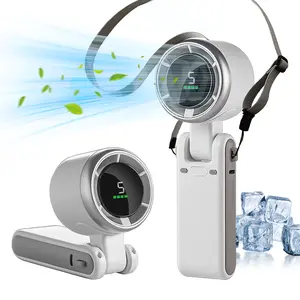 USB-C Charging Handheld High Speed Fan, 5-speed Wind Speed Fan, Foldable & Hanging Neck Fan Suitable for Family, Travel, and School, Handheld Cooling Fan, Portable Multifunctional Fan