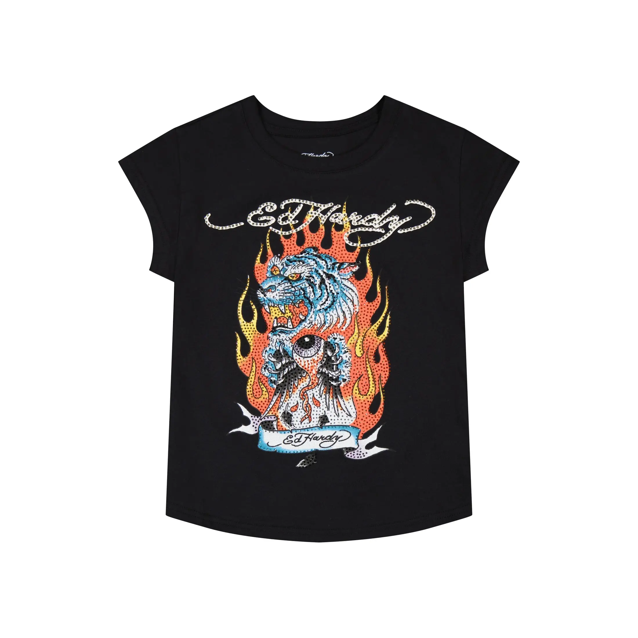 ED HARDY WOMEN FIRE  RHINSTONE  CAP TEE