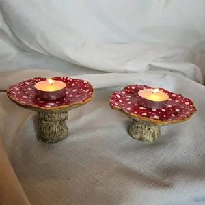 Amanita Mushroom Candle Holders