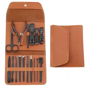 Professional Manicure & Pedicure Tool Set, 16pcs/set Stainless Steel Nail Clipper Set with Storage Case, Manicure Cutter Kit