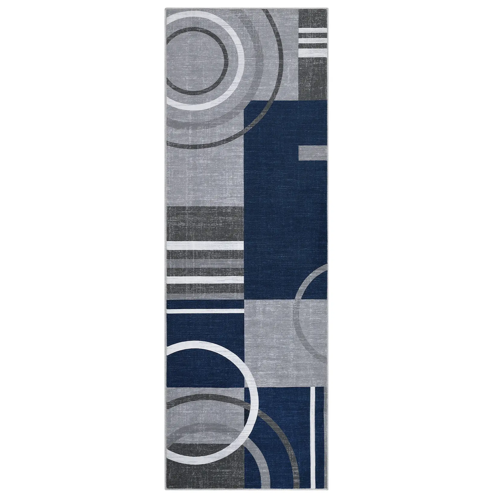2 x 6 ft Low Pile Polyester Fiber Area Rug - Contemporary Geometric Printed, Foldable, Machine Washable Decorative Mat for Entryway, Hallway, Bedrooms, Entryway Rug