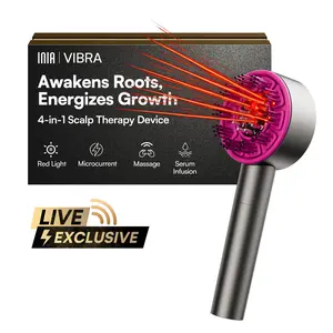 【LIVE EXCLUSIVE】INIA VIBRA 4-in-1 Scalp Therapy Device, Red Light, Microcurrent, Massage, Serum Infusion, Scalp Massager Beauty Device, Waterproof & Wet/Dry Use, Perfect Holiday Gift,Summer Beauty Gift Ideas