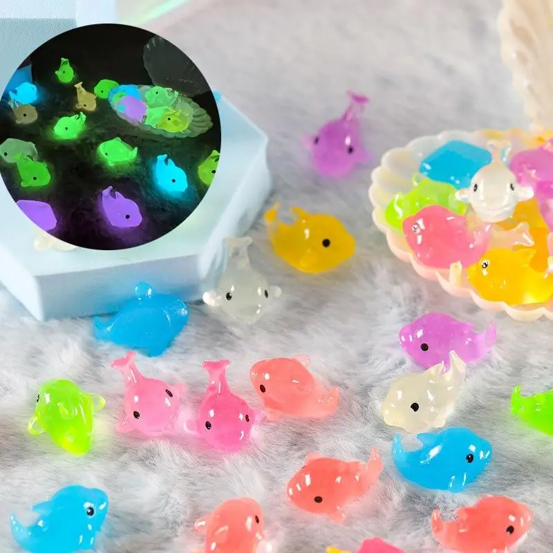 Cute Cartoon Whale Design Resin Ornament, 10pcs/30pcs Mini Simulation Cartoon Whale Design Resin Ornament, DIY Handmade Resin Accessories, Micro Lands