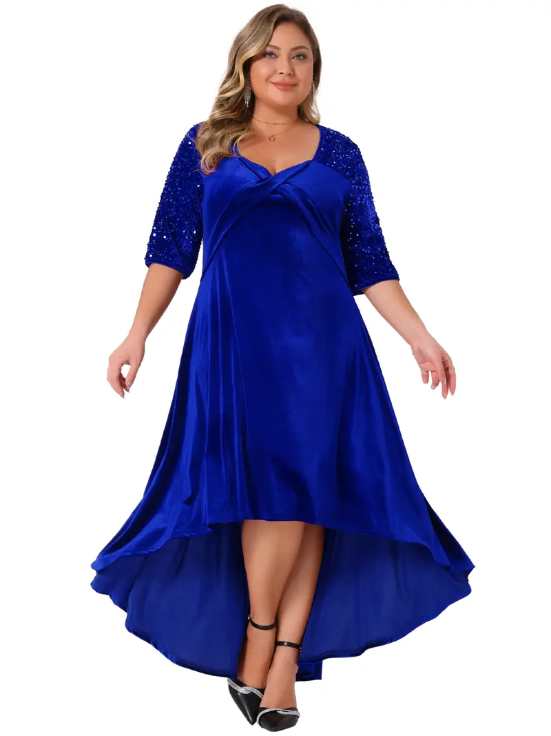 blue velvet dress plus size Quincy Dress Velvet Navy