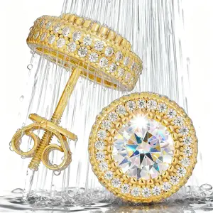 UCCIYO S925 Sterling Silver Moissanite Screw Back Stud Earrings – D Color VVS1 Diamond Look, 14K Gold Tone Jewelry for Women & Men, Valentine’s Day, Birthday & Mother’s Day Gift [N3E10]