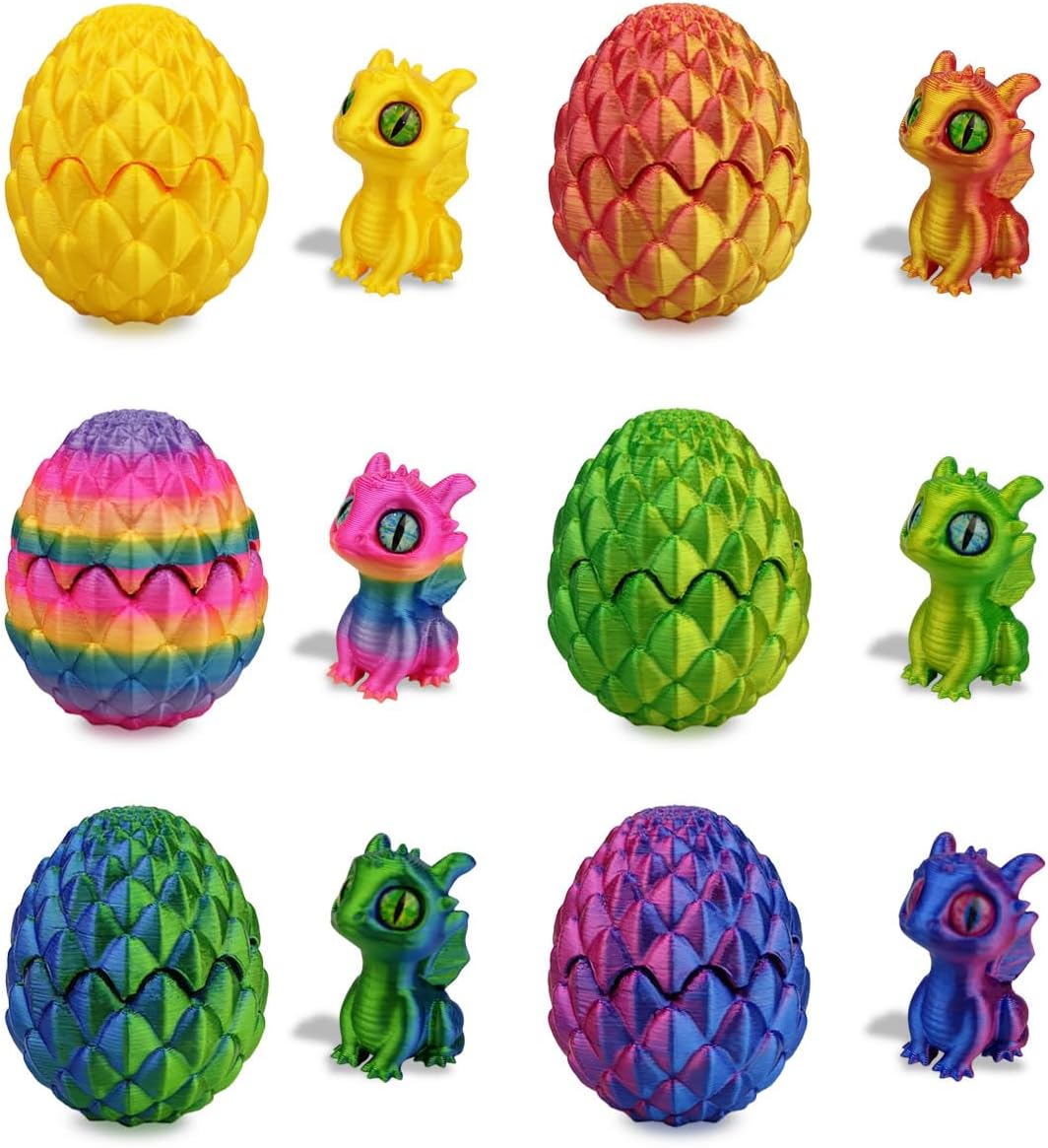 6 PCS Mini 3D Printed Dragon Eggs with Toys Inside – Prefilled Easter Eggs for Kids, Boys & Girls, Easter Basket Stuffers, Gifts & Party Favors 6 PCS Mini 3D Printed Dragon Eggs with Toys Inside – Prefilled Easter Eggs for Kids, Boys & Girls, Easter Basket Stuffers, Gifts & Party Favors