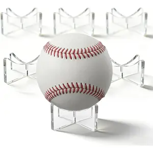 6-Pack Baseball Stand Display Holder, Small Clear Acrylic Memorabilia Case for Softball & Signed Ball, Anti-Yellowing Autograph Game Base for Collectible Ball Display