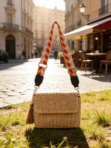 Women's fashionable, simple, casual, retro solid color shoulder bag, Casual commuter bag, suitable for daily commuting, beach vacation, beach grass woven bag, a must-have for women, Versatile Shoulder Bags