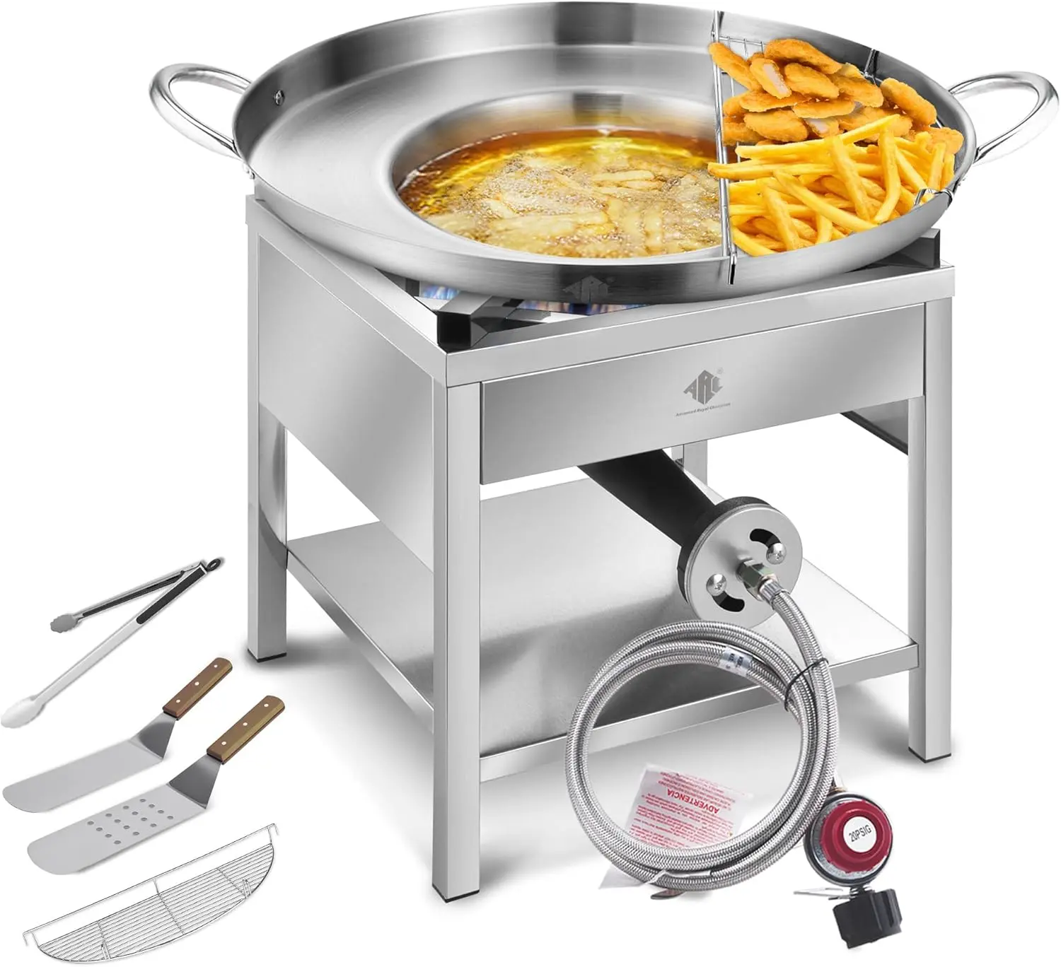 ARC 23" NSF Certified Concave Comal & Discada Cooker Set with 200,000 BTU Propane Stove, Outdoor Cooking Combo for Tacos, Tortillas, Turkey Fry, Seafood Boil