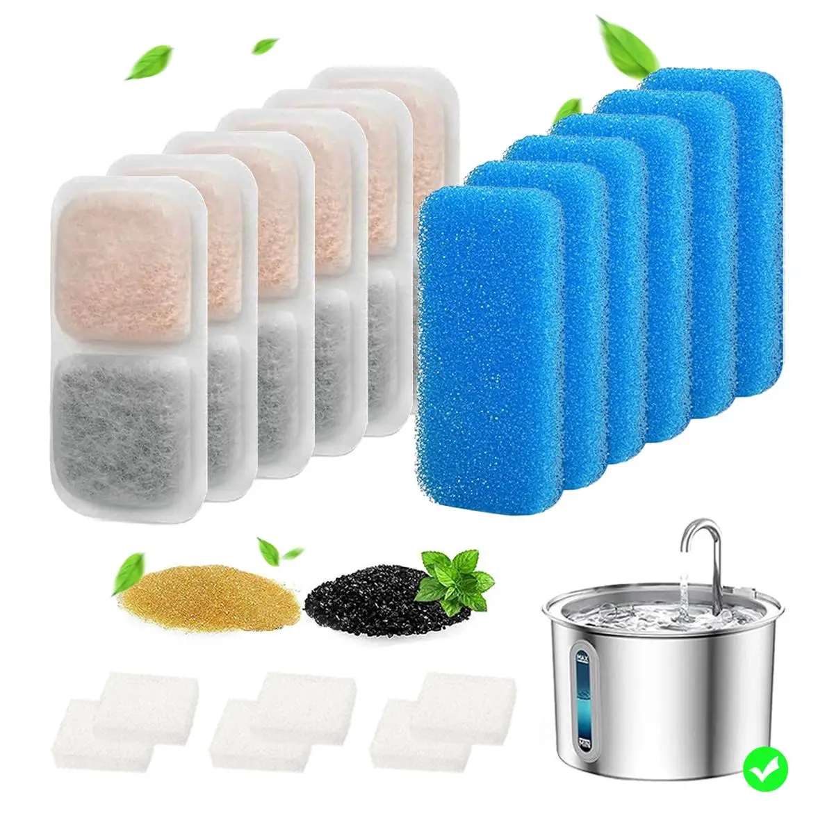 Cat Fountain Filter, 6/12pcs/set Cat Fountain Replacement Filter Element, Activated Carbon Ion Resin Multi-layer Filtration System