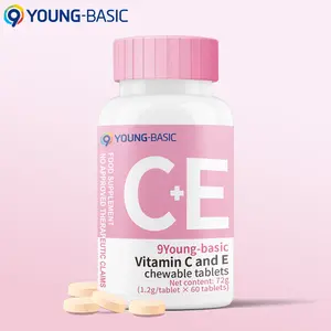 9 Young-Basic Vitamin C & Vitamin E Premium 2-IN-1 Chewable Tablets for Women - Skin Tone Improve - Beauty Care Supplement Immune Support Healthcare Fitness Edible Dietary