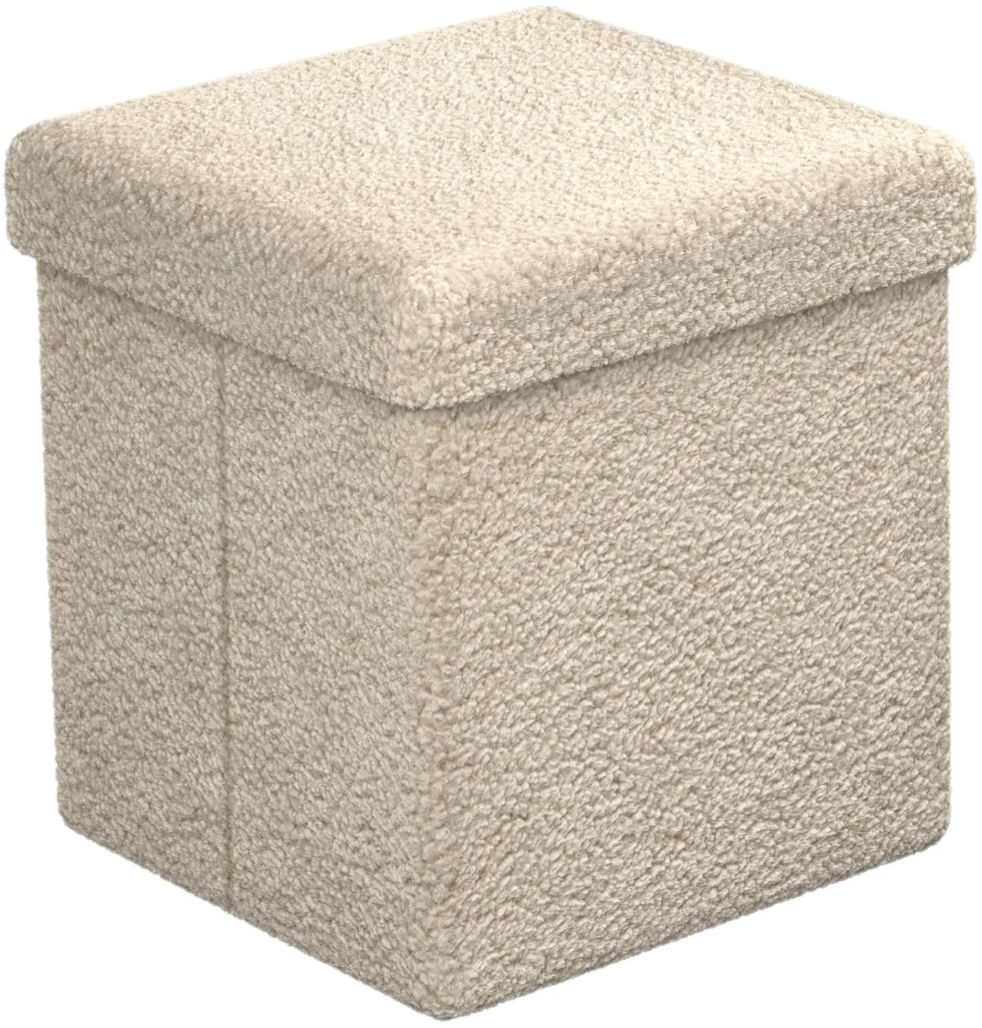Sorbus Teddy Sherpa Folding Storage Ottoman - Square Boucle Footstool with Storage, Foldable Seat, Portable Cube-Shaped Living Room Furniture, Small Space Nursery Indoor Stool, Small Space Nursery Furniture