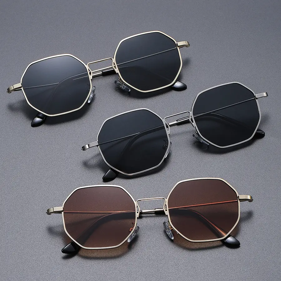 Men's 3-Pack Polygonal Sunglasses, Vintage Streetwear Metal-Framed with UV400 Shield Mirror Lenses, Rubber, Men's Accessories, Mens Gifts, Sun Protection, Statement Frame Glasses, Reflective Sunglasses, Modern Trendy Sunglasses